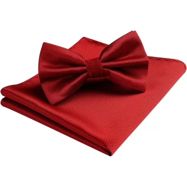 HISDERN Bow Ties for Men Solid Color Pre-Tie Bow Tie and Pocket Square Set Classic Formal Tuxedo Bowties for Wedding Party