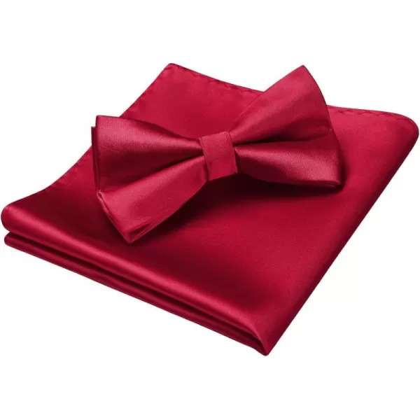 HISDERN Bow Ties for Men Solid Color Pre-Tie Bow Tie and Pocket Square Set Classic Formal Tuxedo Bowties for Wedding Party