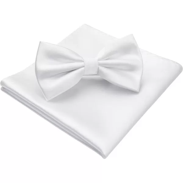 HISDERN Bow Ties for Men Solid Color Pre-Tie Bow Tie and Pocket Square Set Classic Formal Tuxedo Bowties for Wedding Party