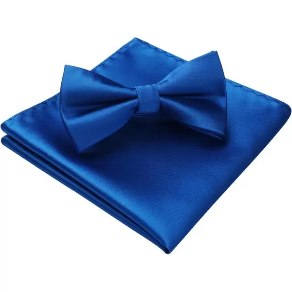 HISDERN Bow Ties for Men Solid Color Pre-Tie Bow Tie and Pocket Square Set Classic Formal Tuxedo Bowties for Wedding Party
