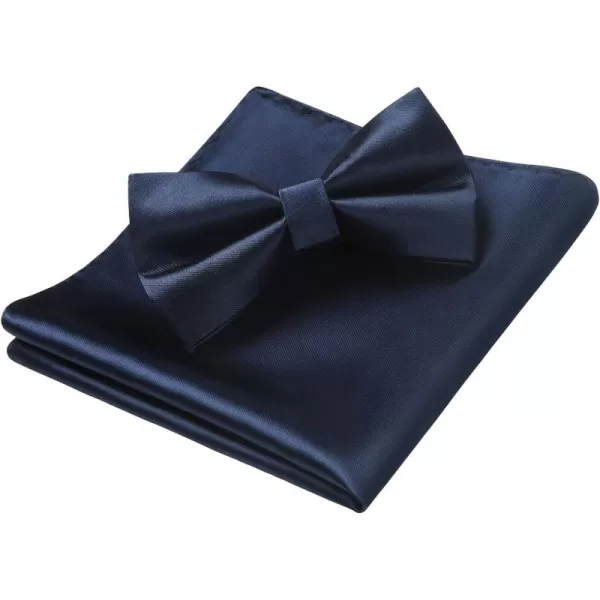 HISDERN Bow Ties for Men Solid Color Pre-Tie Bow Tie and Pocket Square Set Classic Formal Tuxedo Bowties for Wedding Party