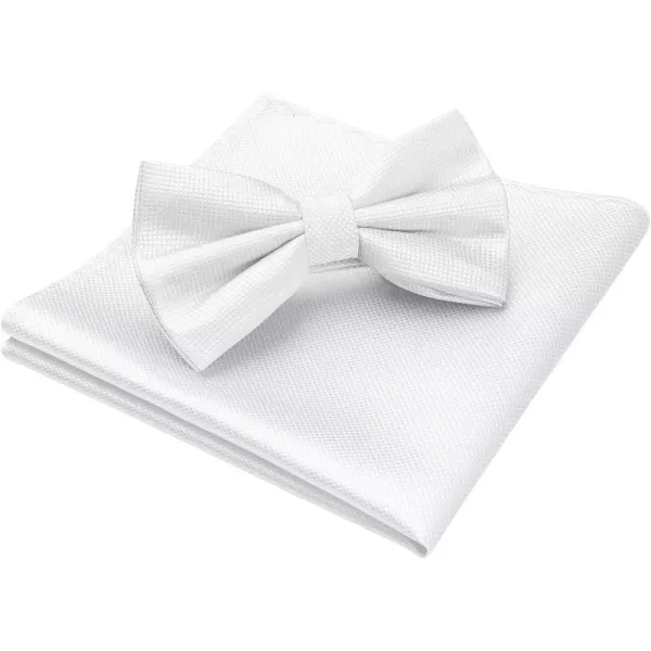 HISDERN Bow Ties for Men Solid Color Pre-Tie Bow Tie and Pocket Square Set Classic Formal Tuxedo Bowties for Wedding Party