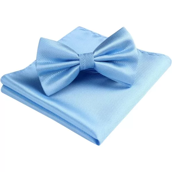 HISDERN Bow Ties for Men Solid Color Pre-Tie Bow Tie and Pocket Square Set Classic Formal Tuxedo Bowties for Wedding Party