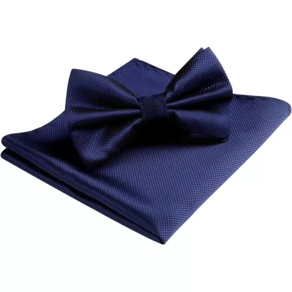 HISDERN Bow Ties for Men Solid Color Pre-Tie Bow Tie and Pocket Square Set Classic Formal Tuxedo Bowties for Wedding Party
