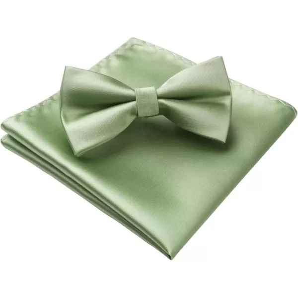 HISDERN Bow Ties for Men Solid Color Pre-Tie Bow Tie and Pocket Square Set Classic Formal Tuxedo Bowties for Wedding Party