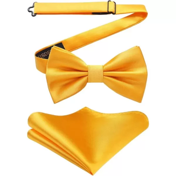 HISDERN Bow Ties for Men Solid Color Pre-Tie Bow Tie and Pocket Square Set Classic Formal Tuxedo Bowties for Wedding Party