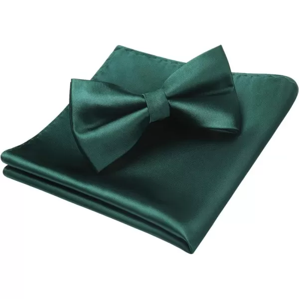 HISDERN Bow Ties for Men Solid Color Pre-Tie Bow Tie and Pocket Square Set Classic Formal Tuxedo Bowties for Wedding Party