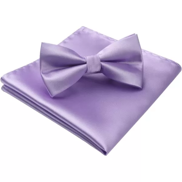 HISDERN Bow Ties for Men Solid Color Pre-Tie Bow Tie and Pocket Square Set Classic Formal Tuxedo Bowties for Wedding Party