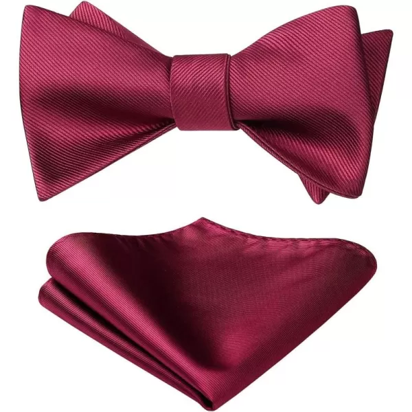 HISDERN Bow Ties for Men Solid Color Self Tie Bow Tie Pocket Square Set Classic Formal Satin Bowties for Tuxedo Wedding Party