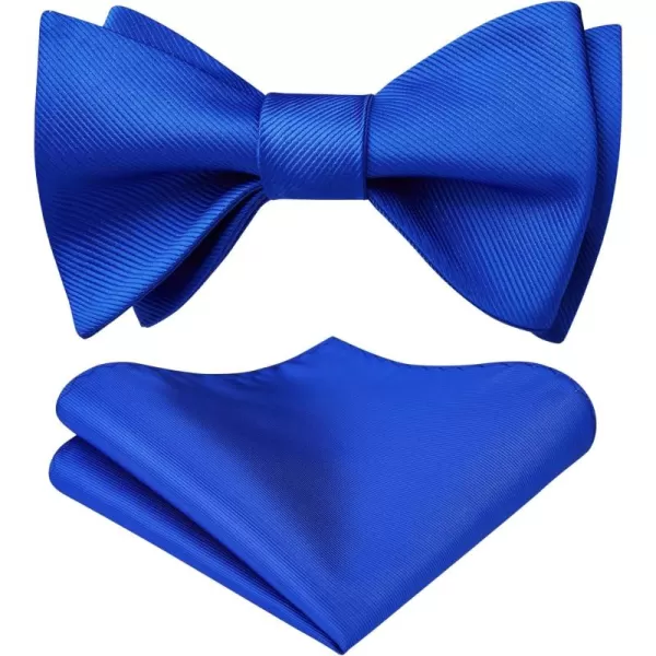 HISDERN Bow Ties for Men Solid Color Self Tie Bow Tie Pocket Square Set Classic Formal Satin Bowties for Tuxedo Wedding Party