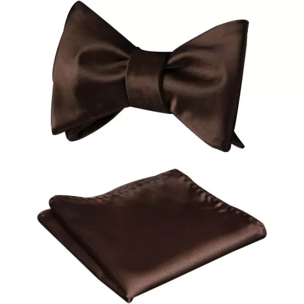 HISDERN Bow Ties for Men Solid Color Self Tie Bow Tie Pocket Square Set Classic Formal Satin Bowties for Tuxedo Wedding Party
