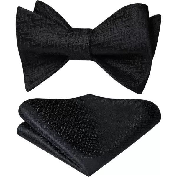 HISDERN Bow Ties for Men Solid Color Self Tie Bow Tie Pocket Square Set Classic Formal Satin Bowties for Tuxedo Wedding Party