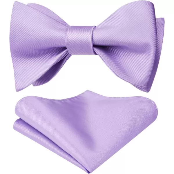 HISDERN Bow Ties for Men Solid Color Self Tie Bow Tie Pocket Square Set Classic Formal Satin Bowties for Tuxedo Wedding Party