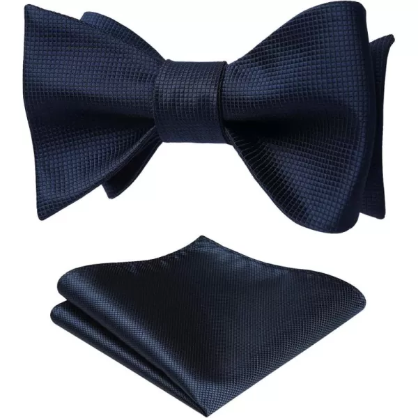 HISDERN Bow Ties for Men Solid Color Self Tie Bow Tie Pocket Square Set Classic Formal Satin Bowties for Tuxedo Wedding Party