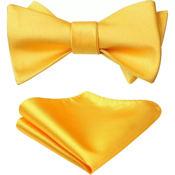 HISDERN Bow Ties for Men Solid Color Self Tie Bow Tie Pocket Square Set Classic Formal Satin Bowties for Tuxedo Wedding Party