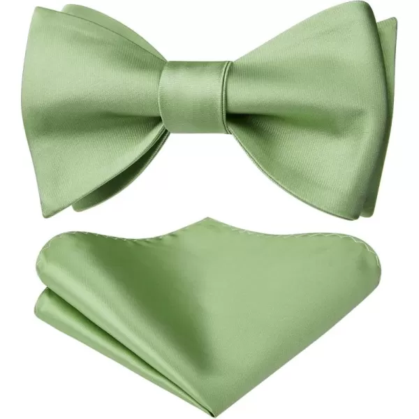HISDERN Bow Ties for Men Solid Color Self Tie Bow Tie Pocket Square Set Classic Formal Satin Bowties for Tuxedo Wedding Party
