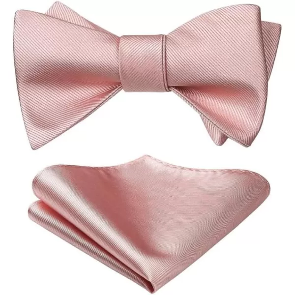 HISDERN Bow Ties for Men Solid Color Self Tie Bow Tie Pocket Square Set Classic Formal Satin Bowties for Tuxedo Wedding Party