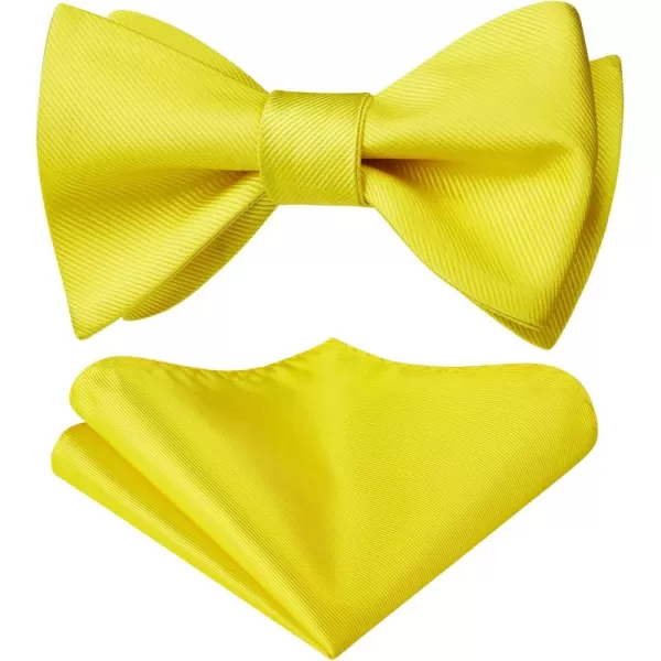 HISDERN Bow Ties for Men Solid Color Self Tie Bow Tie Pocket Square Set Classic Formal Satin Bowties for Tuxedo Wedding Party
