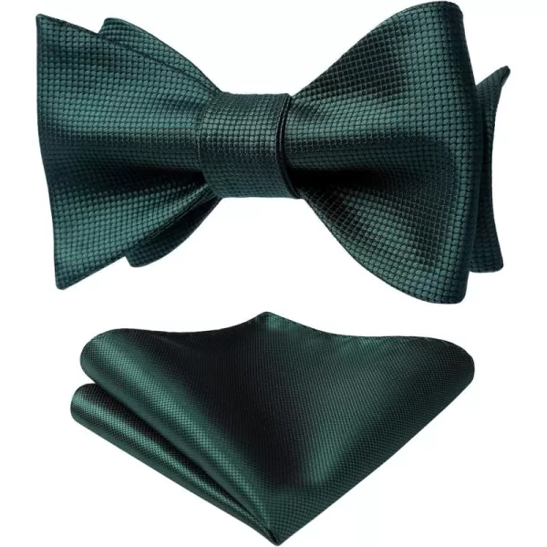 HISDERN Bow Ties for Men Solid Color Self Tie Bow Tie Pocket Square Set Classic Formal Satin Bowties for Tuxedo Wedding Party