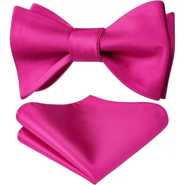 HISDERN Bow Ties for Men Solid Color Self Tie Bow Tie Pocket Square Set Classic Formal Satin Bowties for Tuxedo Wedding Party