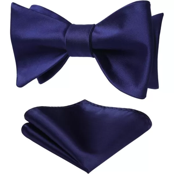 HISDERN Bow Ties for Men Solid Color Self Tie Bow Tie Pocket Square Set Classic Formal Satin Bowties for Tuxedo Wedding Party