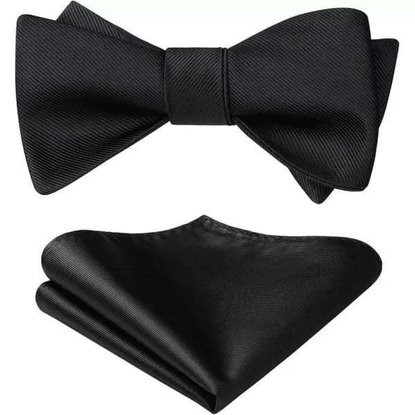 HISDERN Bow Ties for Men Solid Color Self Tie Bow Tie Pocket Square Set Classic Formal Satin Bowties for Tuxedo Wedding Party