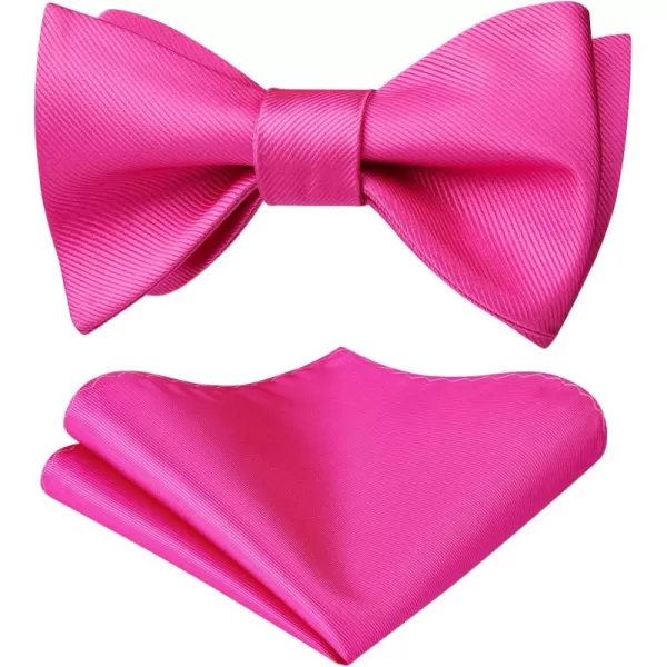 HISDERN Bow Ties for Men Solid Color Self Tie Bow Tie Pocket Square Set Classic Formal Satin Bowties for Tuxedo Wedding Party