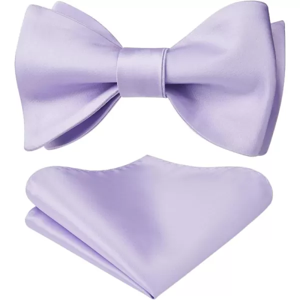 HISDERN Bow Ties for Men Solid Color Self Tie Bow Tie Pocket Square Set Classic Formal Satin Bowties for Tuxedo Wedding Party