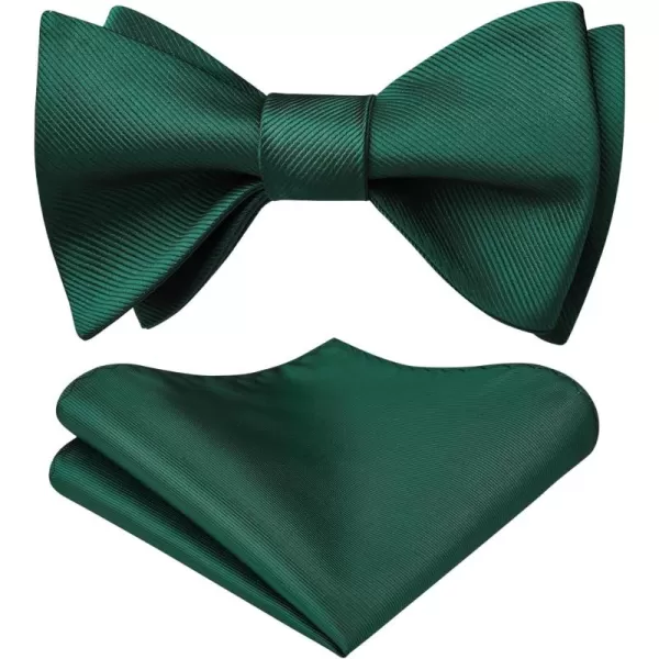 HISDERN Bow Ties for Men Solid Color Self Tie Bow Tie Pocket Square Set Classic Formal Satin Bowties for Tuxedo Wedding Party