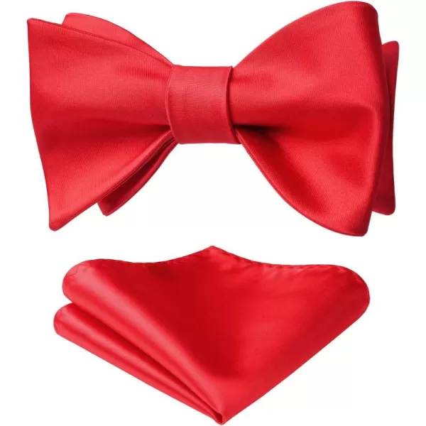 HISDERN Bow Ties for Men Solid Color Self Tie Bow Tie Pocket Square Set Classic Formal Satin Bowties for Tuxedo Wedding Party