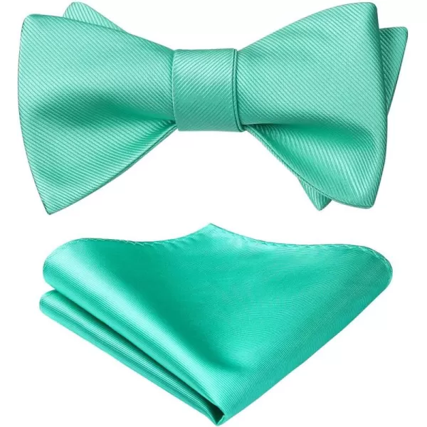 HISDERN Bow Ties for Men Solid Color Self Tie Bow Tie Pocket Square Set Classic Formal Satin Bowties for Tuxedo Wedding Party