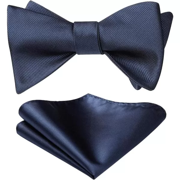 HISDERN Bow Ties for Men Solid Color Self Tie Bow Tie Pocket Square Set Classic Formal Satin Bowties for Tuxedo Wedding Party