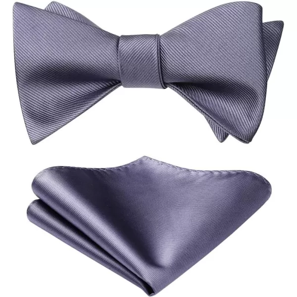 HISDERN Bow Ties for Men Solid Color Self Tie Bow Tie Pocket Square Set Classic Formal Satin Bowties for Tuxedo Wedding Party
