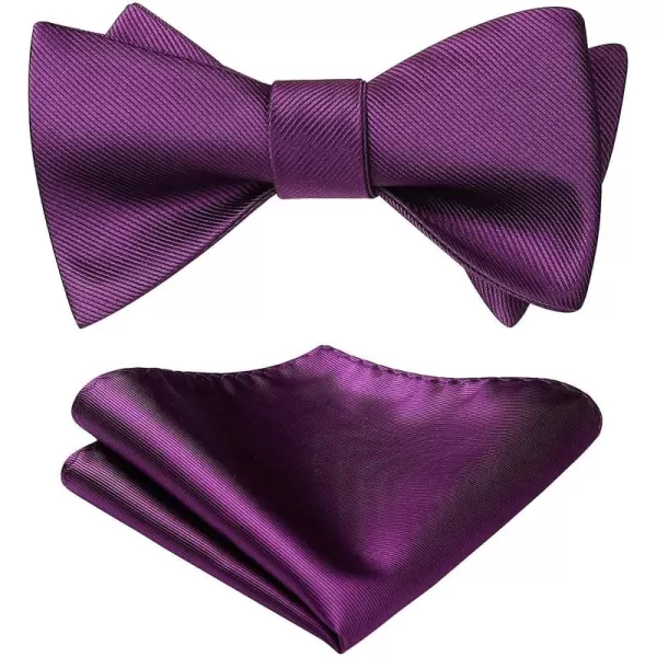 HISDERN Bow Ties for Men Solid Color Self Tie Bow Tie Pocket Square Set Classic Formal Satin Bowties for Tuxedo Wedding Party