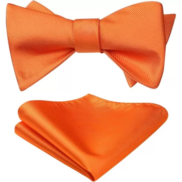 HISDERN Bow Ties for Men Solid Color Self Tie Bow Tie Pocket Square Set Classic Formal Satin Bowties for Tuxedo Wedding Party