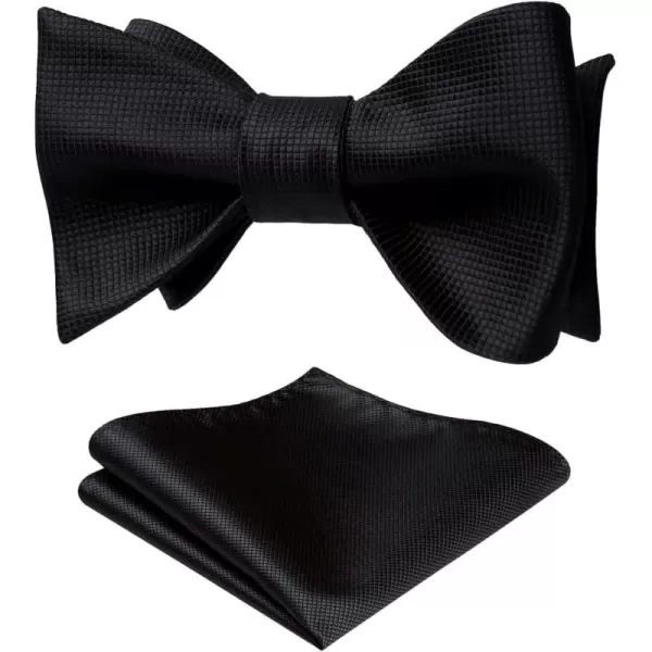 HISDERN Bow Ties for Men Solid Color Self Tie Bow Tie Pocket Square Set Classic Formal Satin Bowties for Tuxedo Wedding Party