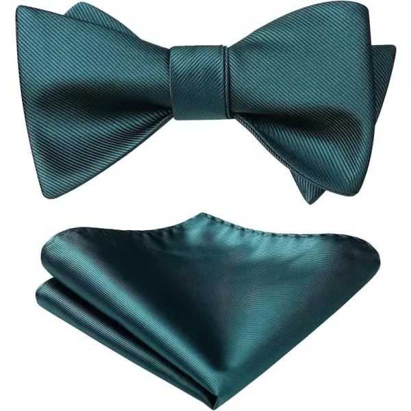 HISDERN Bow Ties for Men Solid Color Self Tie Bow Tie Pocket Square Set Classic Formal Satin Bowties for Tuxedo Wedding Party