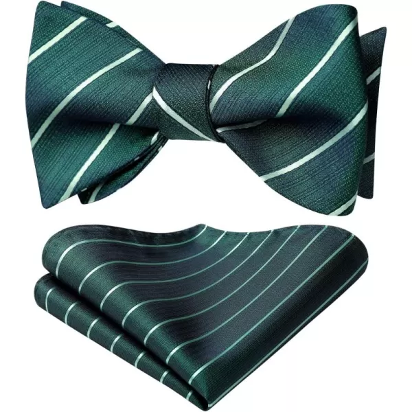 HISDERN Bow Ties for Men Striped Bowties Men's Self Tie Bowtie Handkerchief Formal Tuxedo Wedding Bowties and Pocket Square