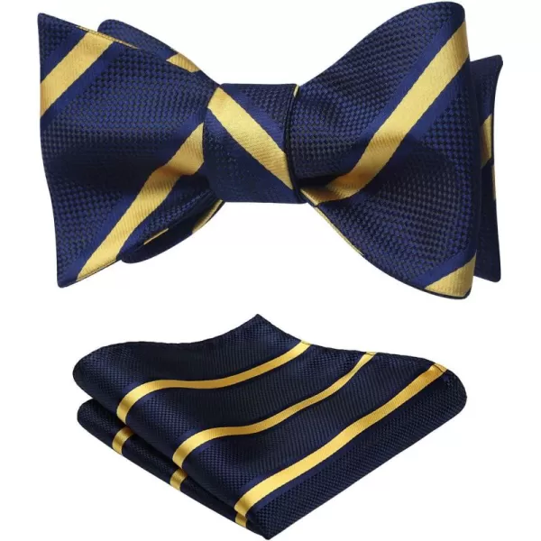 HISDERN Bow Ties for Men Striped Bowties Men's Self Tie Bowtie Handkerchief Formal Tuxedo Wedding Bowties and Pocket Square