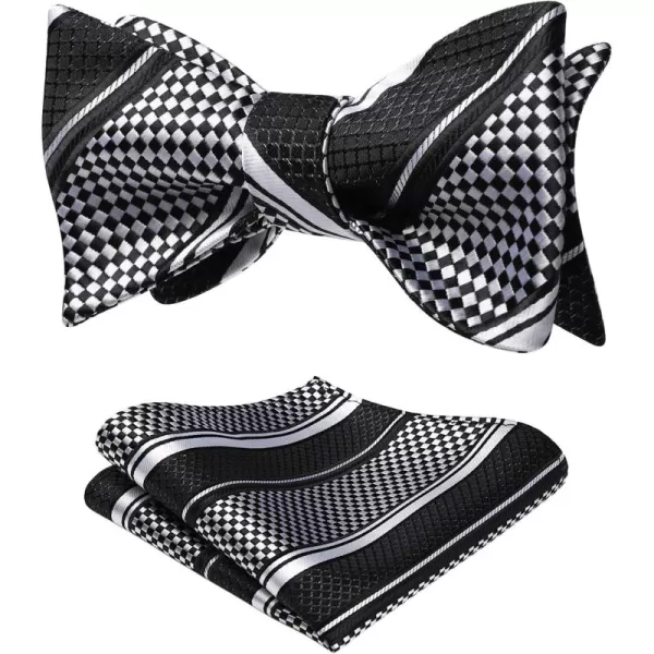 HISDERN Bow Ties for Men Striped Bowties Men's Self Tie Bowtie Handkerchief Formal Tuxedo Wedding Bowties and Pocket Square