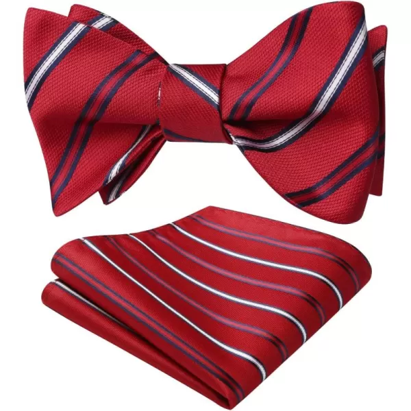 HISDERN Bow Ties for Men Striped Bowties Men's Self Tie Bowtie Handkerchief Formal Tuxedo Wedding Bowties and Pocket Square