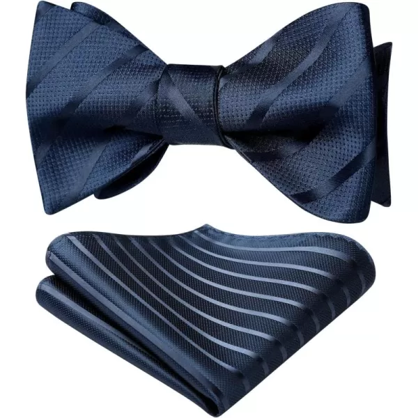 HISDERN Bow Ties for Men Striped Bowties Men's Self Tie Bowtie Handkerchief Formal Tuxedo Wedding Bowties and Pocket Square