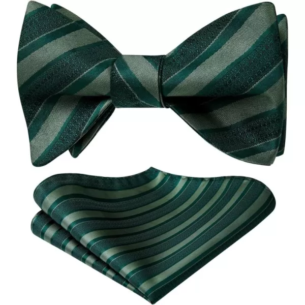HISDERN Bow Ties for Men Striped Bowties Men's Self Tie Bowtie Handkerchief Formal Tuxedo Wedding Bowties and Pocket Square