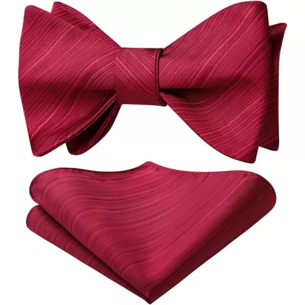 HISDERN Bow Ties for Men Striped Bowties Men's Self Tie Bowtie Handkerchief Formal Tuxedo Wedding Bowties and Pocket Square