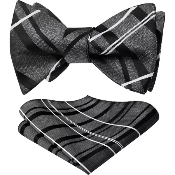 HISDERN Bow Ties for Men Striped Bowties Men's Self Tie Bowtie Handkerchief Formal Tuxedo Wedding Bowties and Pocket Square