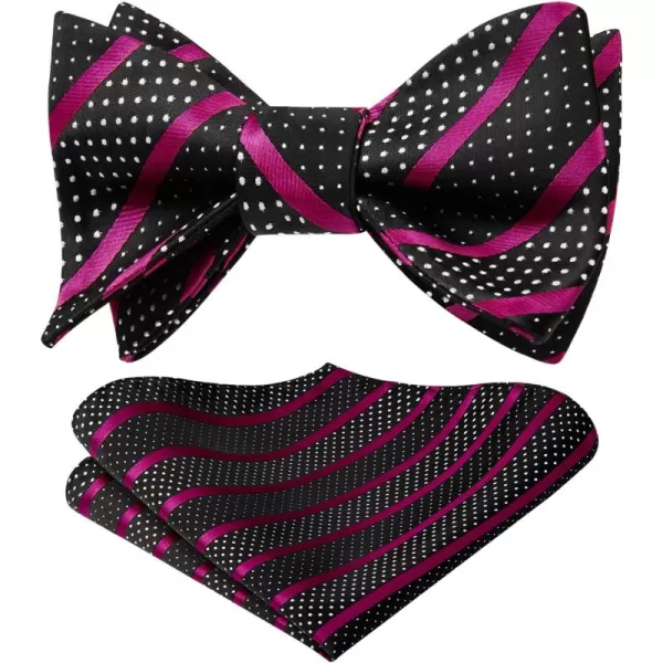 HISDERN Bow Ties for Men Striped Bowties Men's Self Tie Bowtie Handkerchief Formal Tuxedo Wedding Bowties and Pocket Square