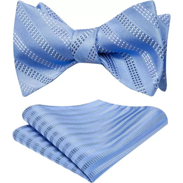 HISDERN Bow Ties for Men Striped Bowties Men's Self Tie Bowtie Handkerchief Formal Tuxedo Wedding Bowties and Pocket Square