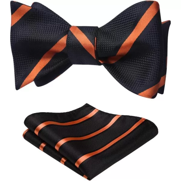 HISDERN Bow Ties for Men Striped Bowties Men's Self Tie Bowtie Handkerchief Formal Tuxedo Wedding Bowties and Pocket Square