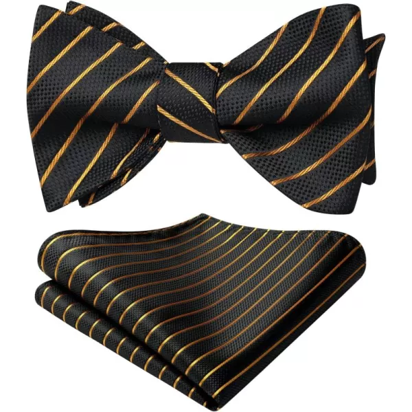 HISDERN Bow Ties for Men Striped Bowties Men's Self Tie Bowtie Handkerchief Formal Tuxedo Wedding Bowties and Pocket Square