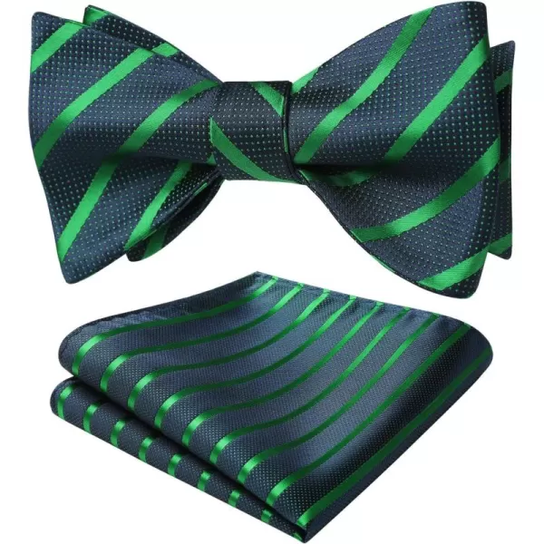 HISDERN Bow Ties for Men Striped Bowties Men's Self Tie Bowtie Handkerchief Formal Tuxedo Wedding Bowties and Pocket Square